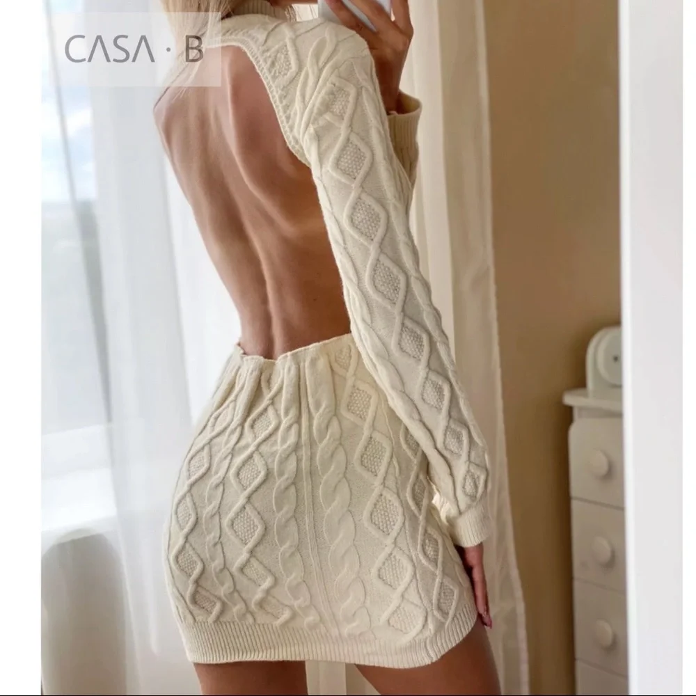 CASA B | Miranda Cable Knit Backless Sweater Dress - Picture 15 of 15